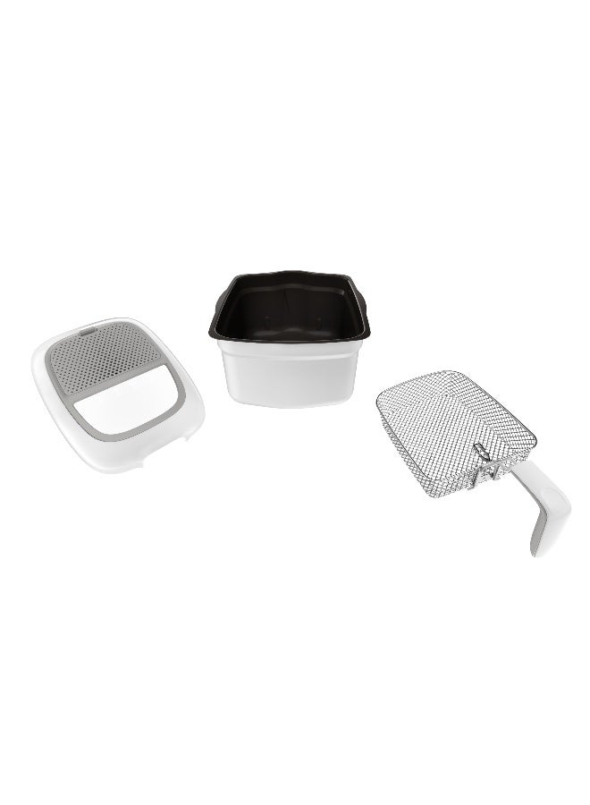 مولينكس مقلاة عميقة سوبر أونو، سعة كبيرة، أجزاء سهلة التنظيف وقابلة للإزالة في غسالة الأطباق، وعاء غير لاصق، فلترة للروائح، حماية من البقع بدون فوضى 2.2 لتر 1800.0 وات AM310028 أبيض 2.2 L 1800 W AM310028 أبيض - Image 3