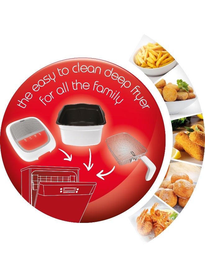 مولينكس مقلاة عميقة سوبر أونو، سعة كبيرة، أجزاء سهلة التنظيف وقابلة للإزالة في غسالة الأطباق، وعاء غير لاصق، فلترة للروائح، حماية من البقع بدون فوضى 2.2 لتر 1800.0 وات AM310028 أبيض 2.2 L 1800 W AM310028 أبيض - Image 4