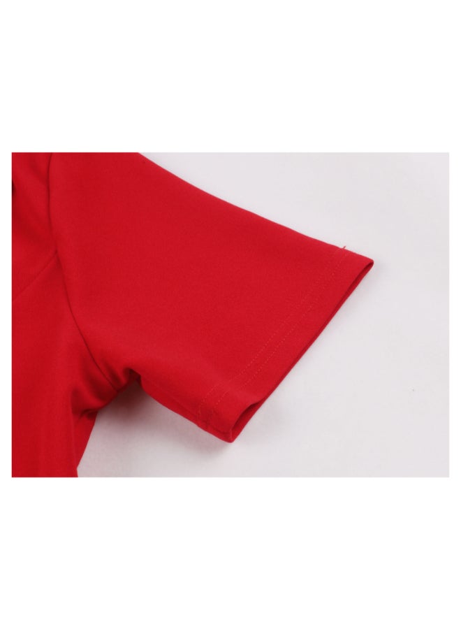 أوتاد فستان أنيق مزين بأزرار أحمر - Image 4