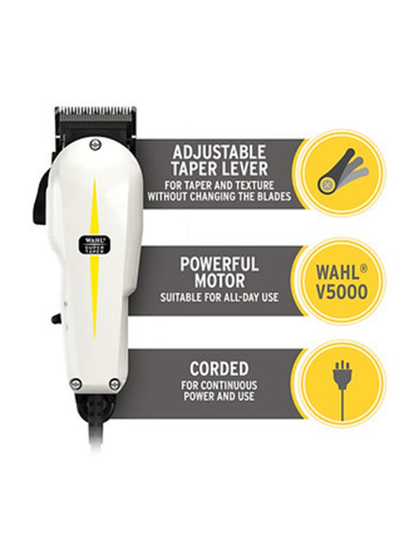 WAHL Professional Super Taper Clipper | Corded| 4 Attachment Combs |Taper Blade | 3 Pin - GCC White - Image 5