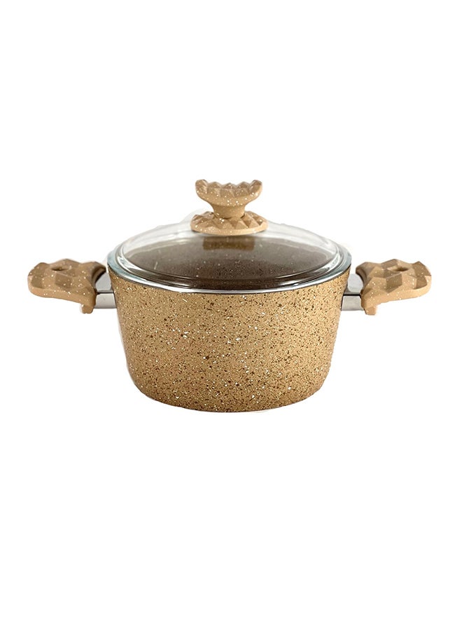 Homemaker 7-Pieces Nature Granitec Cookware Set - Non-Stick Surface - Bakelite Handles & Knobs - PFOA Free - Includes 20cm / 2.8 Lt Deep Pot, 24cm / 4.35 Lt Deep Pot, 26cm / 5 Lt Low Pot, 26cm /3.5 Lt Frypan, Tempered Glass Lids Light Brown 20cm - Image 5