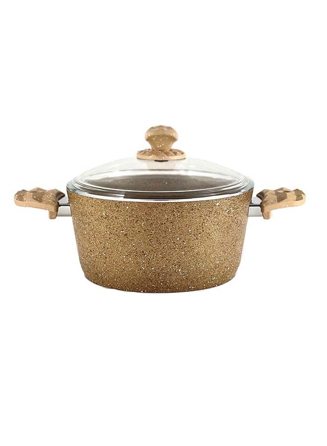 Homemaker 7-Pieces Nature Granitec Cookware Set - Non-Stick Surface - Bakelite Handles & Knobs - PFOA Free - Includes 20cm / 2.8 Lt Deep Pot, 24cm / 4.35 Lt Deep Pot, 26cm / 5 Lt Low Pot, 26cm /3.5 Lt Frypan, Tempered Glass Lids Light Brown 20cm - Image 4