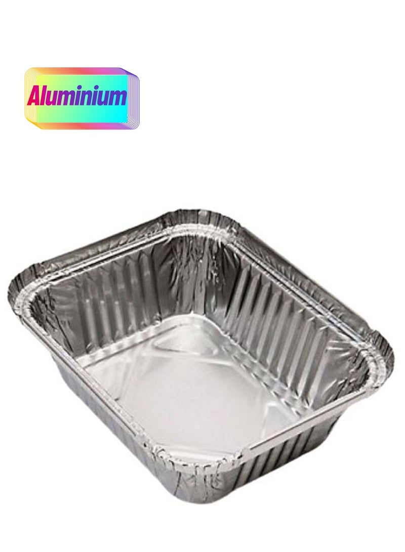 20-Piece Disposable Rectangle Containers With Lids Silver 125.6grams - Image 1