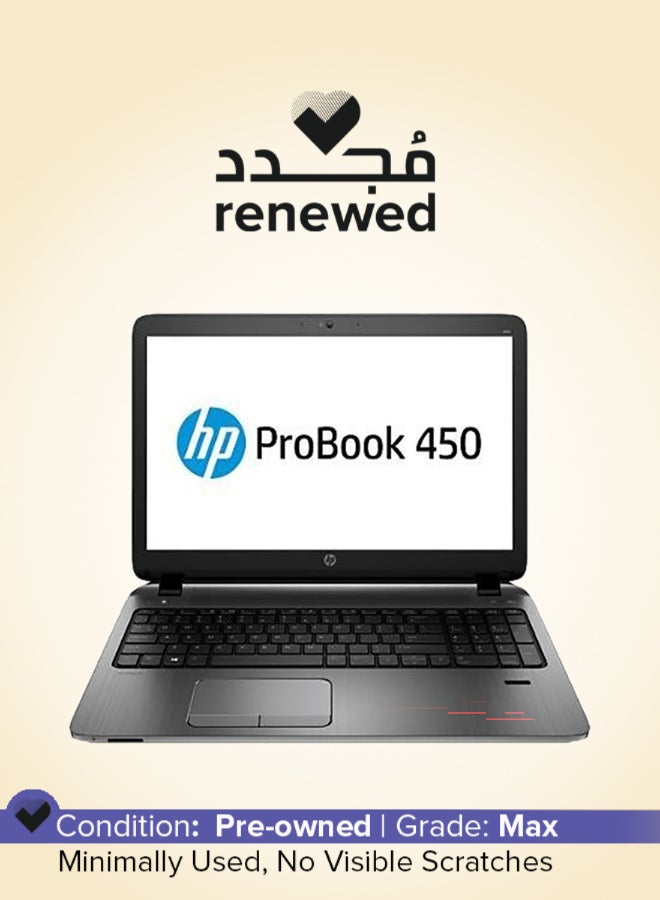 HP مُجدد - لابتوب برو بوك 450 G2 (إصدار 2014) بشاشة مقاس 15.6 بوصة ومعالج إنتل كور i3 من الجيل الرابع/ ذاكرة رام 4 جيجابايت/ محرك أقراص SSD سعة 256 جيجابايت/ بطاقة رسومات مدمجة إنتل 440 بدقة عالية الوضوح، باللونين الأسود والرمادي أسود فضي - Image 1