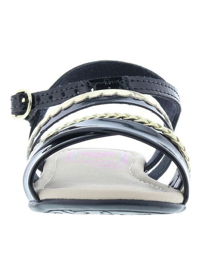 MOLEKINHA Comfortable Buckle Style Flat Sandals Black/Gold - Image 2