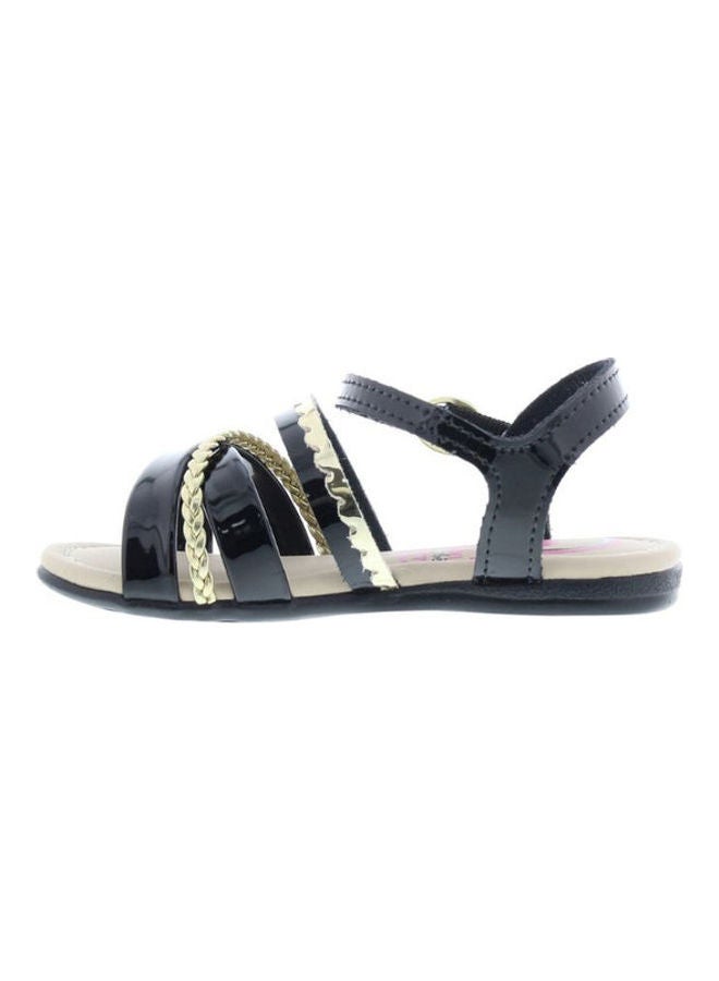 MOLEKINHA Comfortable Buckle Style Flat Sandals Black/Gold - Image 3