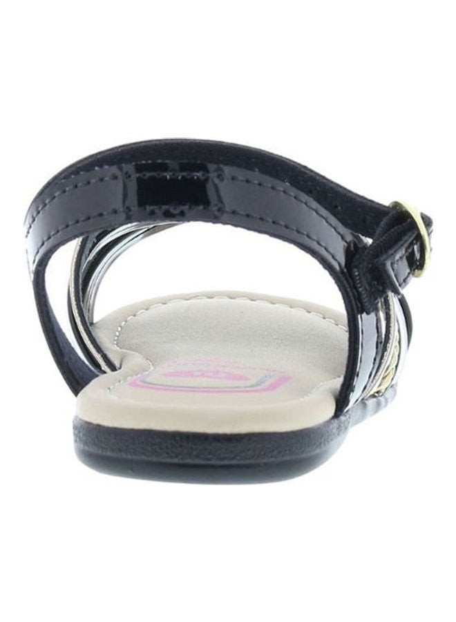 MOLEKINHA Comfortable Buckle Style Flat Sandals Black/Gold - Image 4