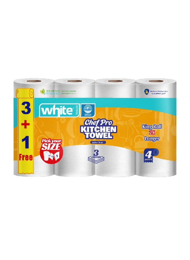 White - Kitchen Rolls 2xlonger - 4 Roll 3 Ply - Image 1