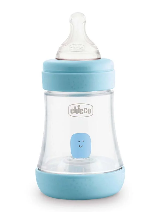 Chicco Perfect 5 Feeding Bottle 150Ml Slow Flow 0M+ Silicone, Blue