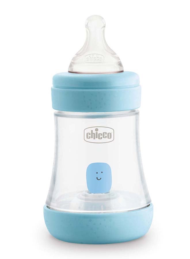 Chicco Perfect 5 Feeding Bottle 150Ml Slow Flow 0M+ Silicone, Blue - Image 1