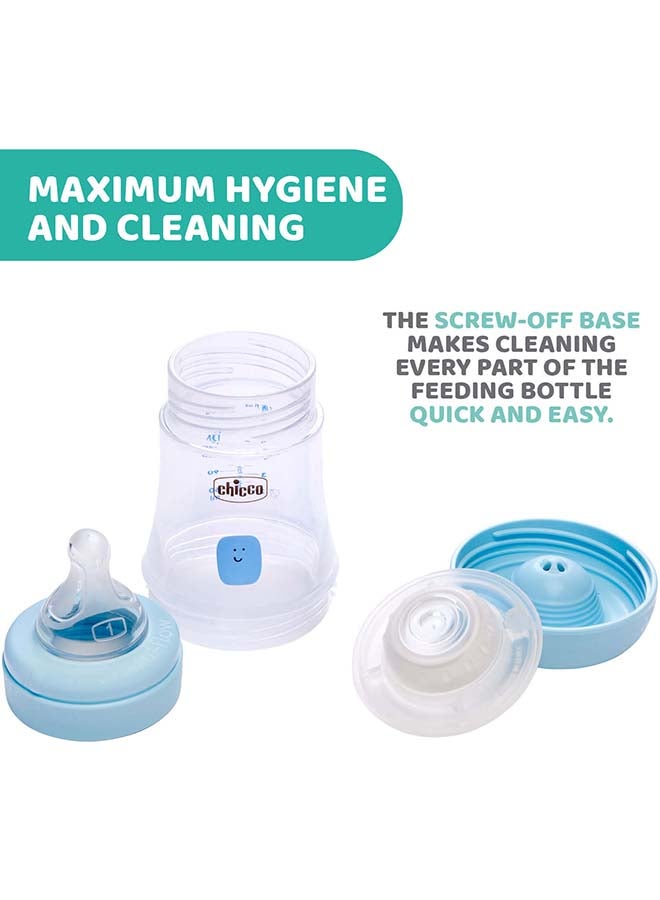 Chicco Perfect 5 Feeding Bottle 150Ml Slow Flow 0M+ Silicone, Blue - Image 4