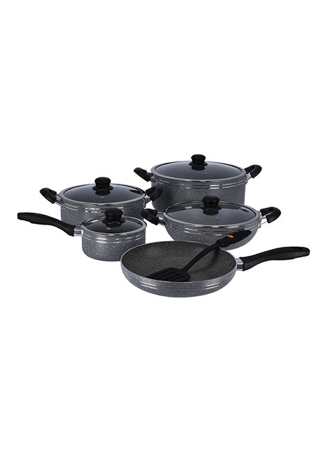10-Piece Aluminum Cookware Set Gray 55x45x22cm