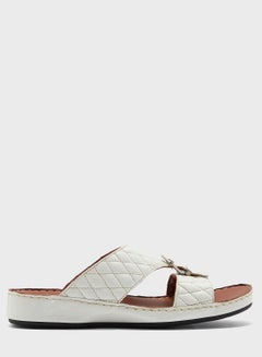 Red Tape Buckle Detail Flat Sandals White  - Image 1