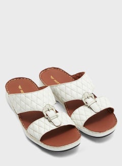 Red Tape Buckle Detail Flat Sandals White  - Image 3