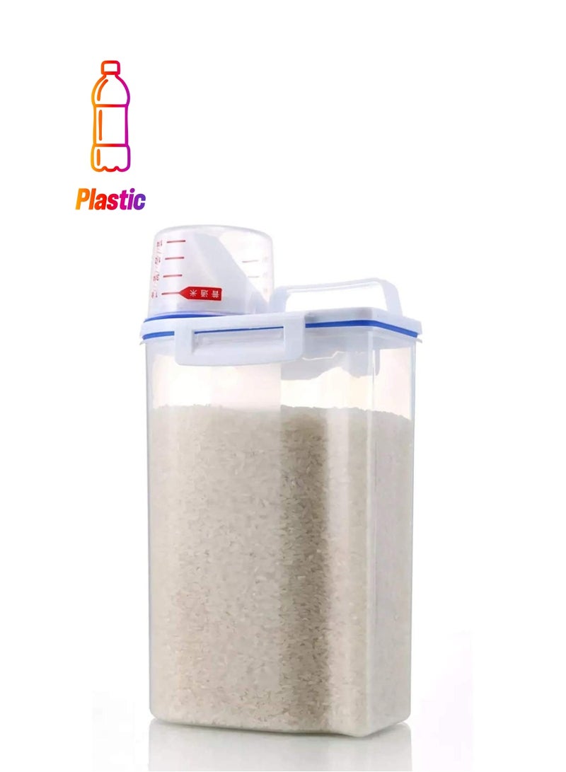 shAyzee - Plastic Storage Container with Pour Spout and Measuring Cup Clear/Blue 2Liters - Image 1