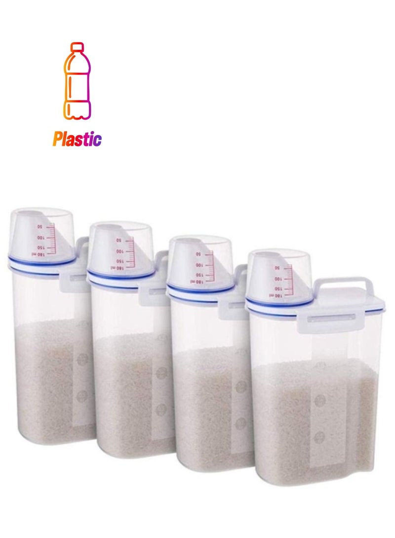 شيزي طقم حاويات تخزين من البلاستيك مع فوهة صب وكوب قياس مكون من 4 قطع شفاف/أزرق 2لترات - Image 1