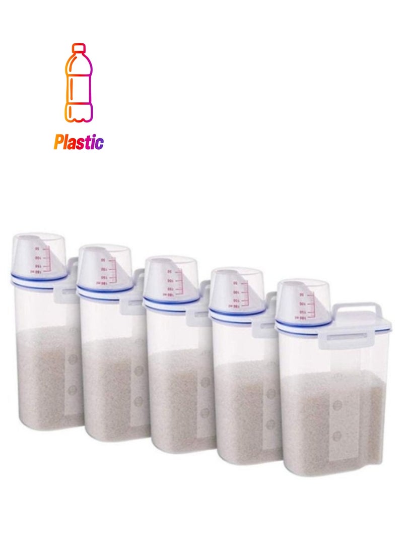 شيزي طقم حاويات تخزين من البلاستيك مع فوهة صب وكوب قياس مكون من 5 قطع شفاف/أزرق 2لترات - Image 1