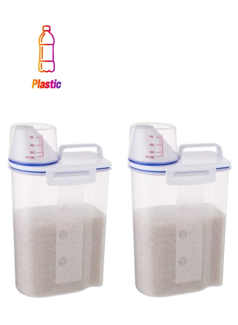 شيزي طقم حاويات تخزين من البلاستيك مع فوهة صب وكوب قياس مكون من قطعتين شفاف/أزرق 2لترات - Image 1