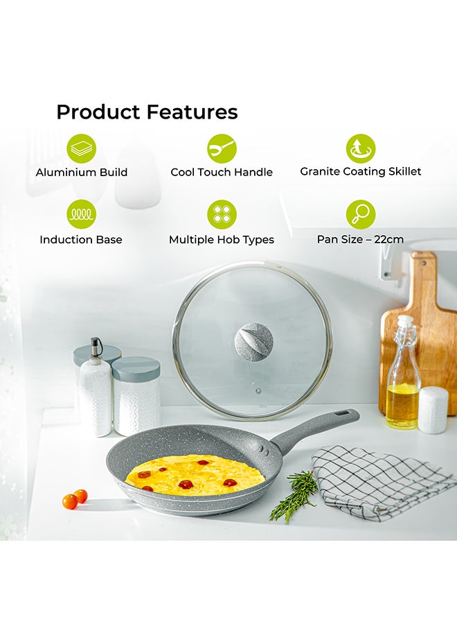 رويال فورد مقلاة مطلية بالجرانيت مع غطاء رمادي 22 X 4.5سم - Image 4