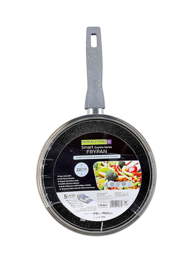 Royalford 28Cm Smart Granite Series Frypan Forged Aluminium Body Durable Granite Coating 5 Layer Constructions Tempered Glass Multi Color Multi Color 28Cmcm - Image 2