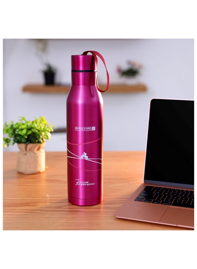 رويال فورد زجاجة مفرغة بجدار مزدوج من الاستانلس ستيل وردي 7.7x31.4x5.5سم - Image 2