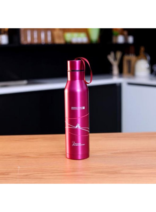 رويال فورد زجاجة مفرغة بجدار مزدوج من الاستانلس ستيل وردي 7.7x31.4x5.5سم - Image 3