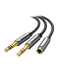 0.2M 3.5mm Headphone Splitter Female to Dual Headphone and Microphone Male Port Headphone Adapter TRRS Y Splitter for Earphone Headset speaker and PC Laptop Black