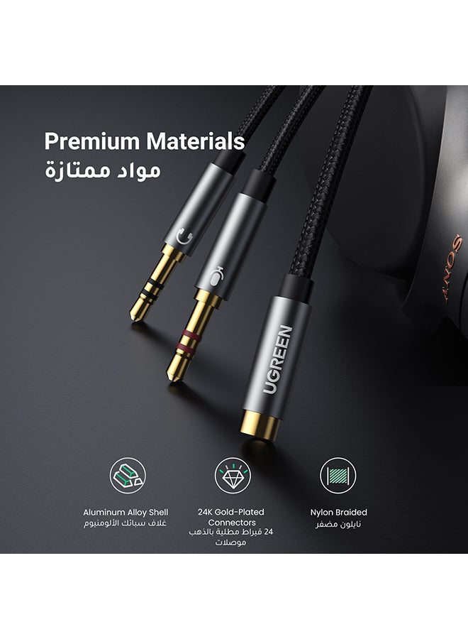 Ugreen - 0.2M 3.5mm Headphone Splitter Female to Dual Headphone and Microphone Male Port Headphone Adapter TRRS Y Splitter for Earphone Headset speaker and PC Laptop Black - Image 1