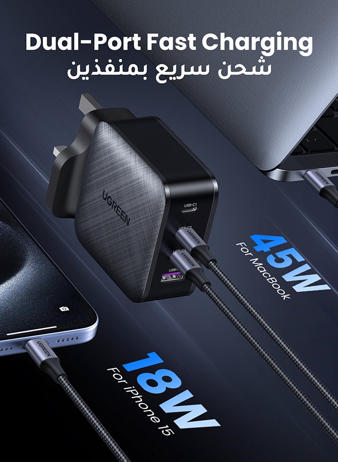 شاحن سريع PD 65 واط 4 منافذ بتقنية GaN تايب سي قابس يو س بي سي QC 3.0 محول لابتوب متوافق مع ماك بوك برو جديد / اير / ايباد / ايباد برو / آيفون 15 برو ماكس/ 14/13/12/11/ سامسونج جالاكسي S23 S22 الترا أسود - pnsku/N46344982A/45/_/1719410950/2f5ed975-ac36-4d5d-b7f1-f6562b23517c