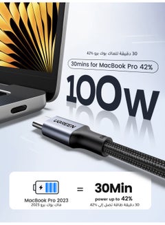 Ugreen USB C Cable 2Pack 2M, Braided 100W Power Delivery PD Fast charge Cord 20V 5A USB C to USB C compatible for iPad Pro 12.9"/mini 6, MacBook Pro 2021/Air, Samsung S21+ Black  - Image 2