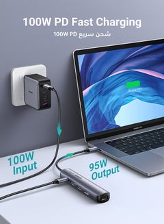 يو جرين محول موزع USB Type C 5 في 1 مع محول إيثرنت متعدد المنافذ بمنفذين شحن USB HDMI إيثرنت RJ45 بتقنية PD وجودة 4K لجهاز أيفون 15 ماك بوك برو آير M1 2021 وآيباد برو 2021 فضي  - Image 4