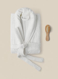 Noon East Bathrobe - 400 GSM 100% Cotton Terry Silky Soft Spa Quality Comfort - Shawl Collar & Pocket - White Color - 1 Piece White  - Image 1