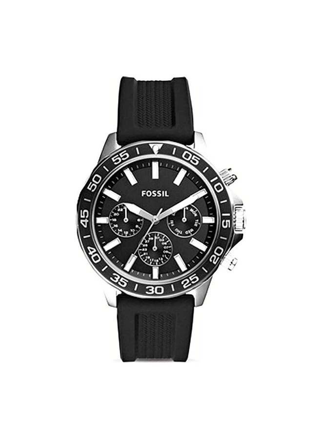 FOSSIL Men's Bannom Round Shape Silicone Strap Chronograph Wrist Watch - Black - BQ2494 - Image 1