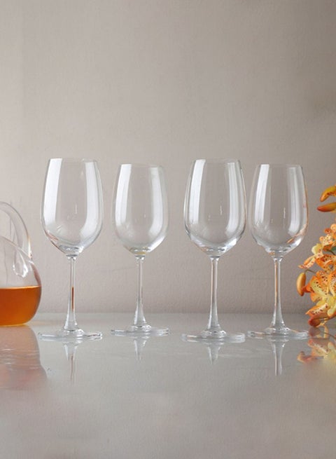 Pan Home Vivace Set Of 4 Stemware |  Glass material   |Clear color | Durable , Delicate Stem, Everyday Use Stemware | 21cm Transparent 21cm