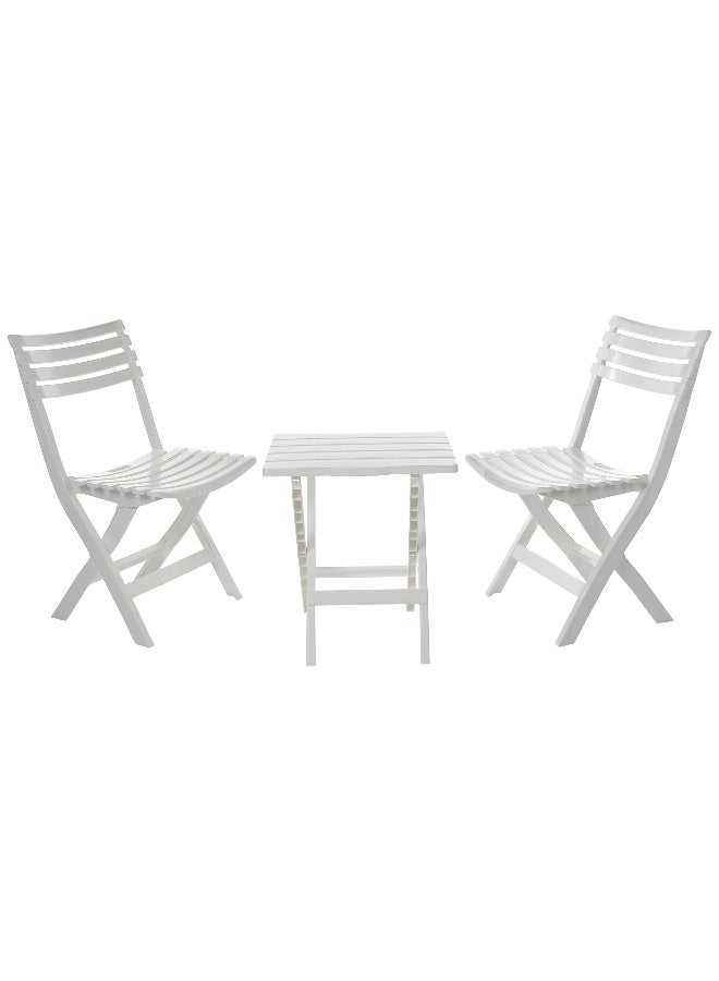 Cosmoplast - Portable Camping Folding Chair & Table Set  White White - Image 1