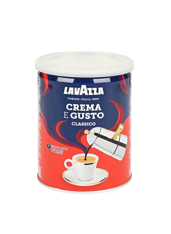 Lavazza Crema E Gusto Ground Coffee Tin Dark Roast Dark Roast 250grams 