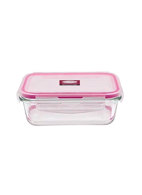Glass Storage 1000ml with Pink Silicone Lid Clear 21x16x7cm