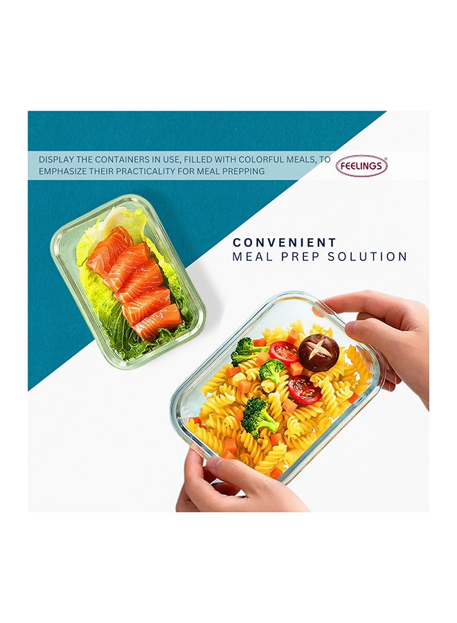 فيلينجز صندوق تخزين زجاجي من قطعتين بسعة 600+400 مل مع غطاء من السيليكون بلون وردي شفاف 19x14x12سم - Image 4