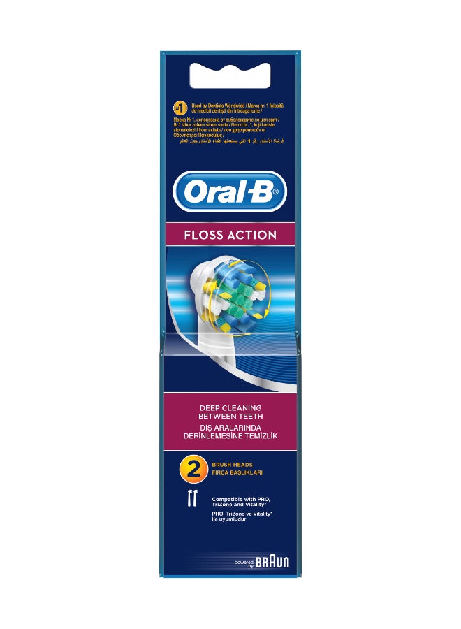 Oral-B Floss Action Rechargeable Electric Toothbrush Replacement Heads, Deep Cleaning Between Teeth, Micro Bristles for Effective Plaque Removal, Pack of 2