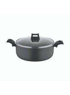 BLACK+DECKER Non-Stick Casserole, Stockpot & Stewpot with Glass Lid and 5 Layer PTFE Non-Stick Spray Coating BXSCP20BME Black 20cm  - Image 1