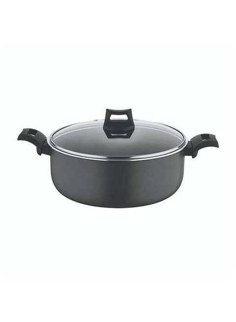 Non-Stick Casserole, Stockpot & Stewpot with Glass Lid and 5 Layer PTFE Non-Stick Spray Coating BXSCP24BME Black 24cm