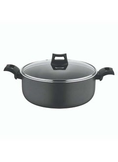 BLACK+DECKER Non-Stick Casserole, Stockpot And Stewpot With Glass Lid 5 Layer PTFE  Spray Coating Black 30cm  - Image 1