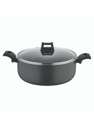 Non-Stick Casserole, Stockpot And Stewpot With Glass Lid 5 Layer PTFE  Spray Coating Black 30cm - pnsku/N46445070A/45/_/1739788914/c6383572-84f4-4144-beda-d58fb54d3b2e