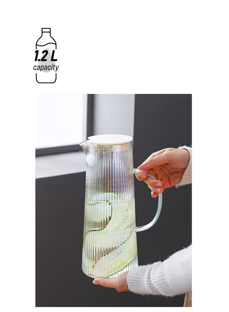 شور إبريق نورديك فريش من الزجاج بتصميم مزين بأخاديد مستقيمة متعدد الألوان - Image 1