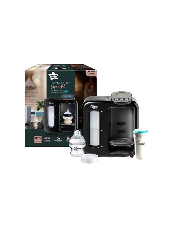 tommee tippee Perfect Prep Day And Night Machine Instant, Fast Baby Bottle Maker With Antibacterial Filter, Black