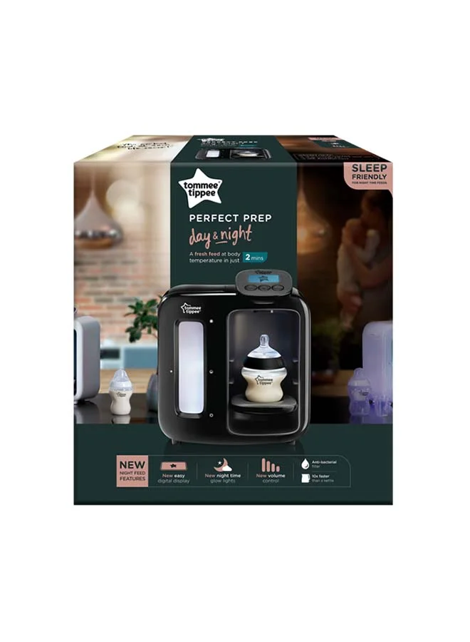 تومي تيبي optimal Prep Day and Night Machine Instant and Fast Baby Bottle Maker with Antibacterial Filter, Digital Display and Sleep-Friendly Features, Black