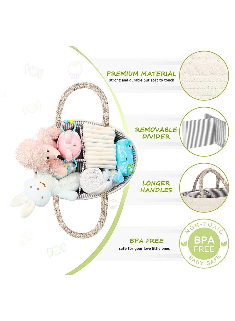 Little Story - Cotton Rope Diaper Caddy - White Rainbow - Image 1