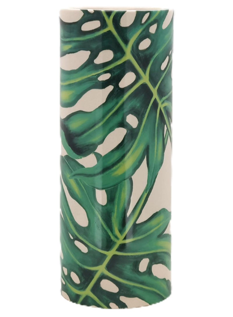 سويتش مزهرية سيراميك بتصميم رائع وفريد من نوعه ومصنوعة من مواد ذات جودة فاخرة لمنزل أنيق ومثالي طراز N13-003 أبيض/أخضر - Image 1