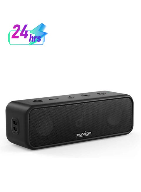 Bluetooth Speaker with Stereo Sound, Pure Titanium Diaphragm Drivers, PartyCast Technology, BassUp, 24H Playtime, IPX7 Waterproof, App, Custom EQ, Home, Outdoor, Beach Black