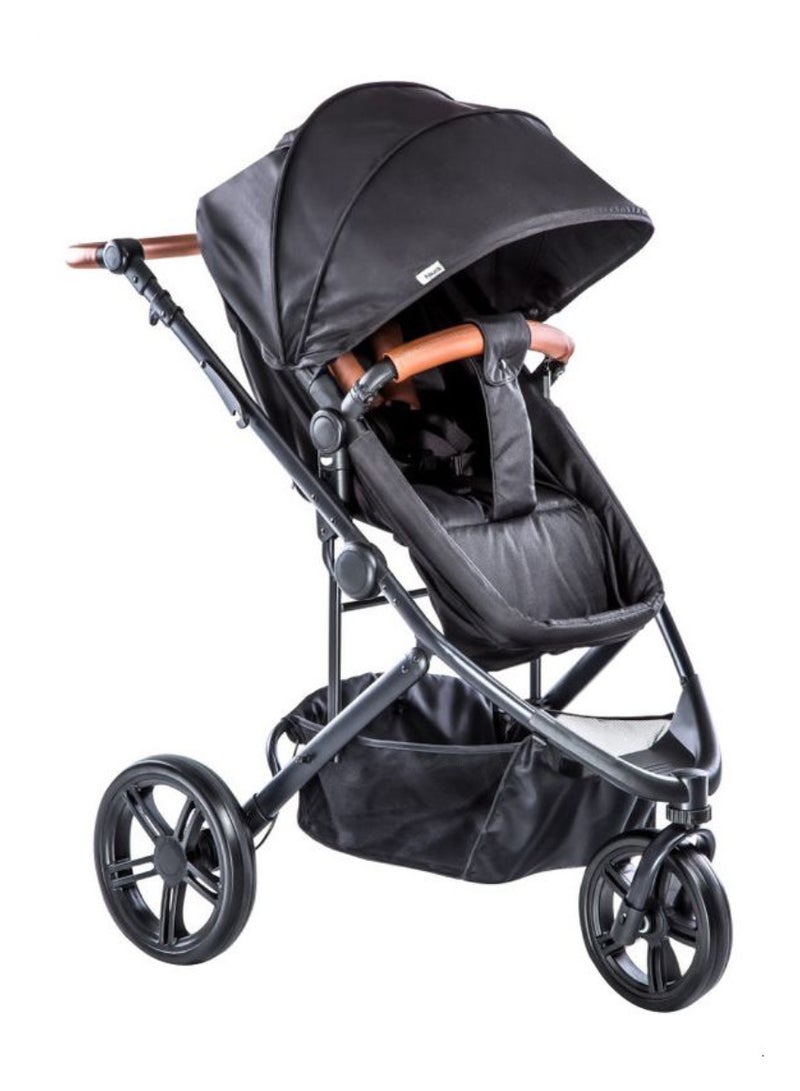 hauck Pushchair Travel System Pacific 3 Shop N Drive, 3 Wheeler, Pram Convertible To Reversible Seat, Infant Car Seat, Footmuff, Height Adjustable, Lightweight, Large Wheels, Black  - Image 2